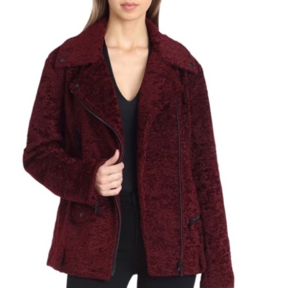 AVEC LES FILLES Faux Fur Moto Teddy Coat NWT - Picture 3 of 8
